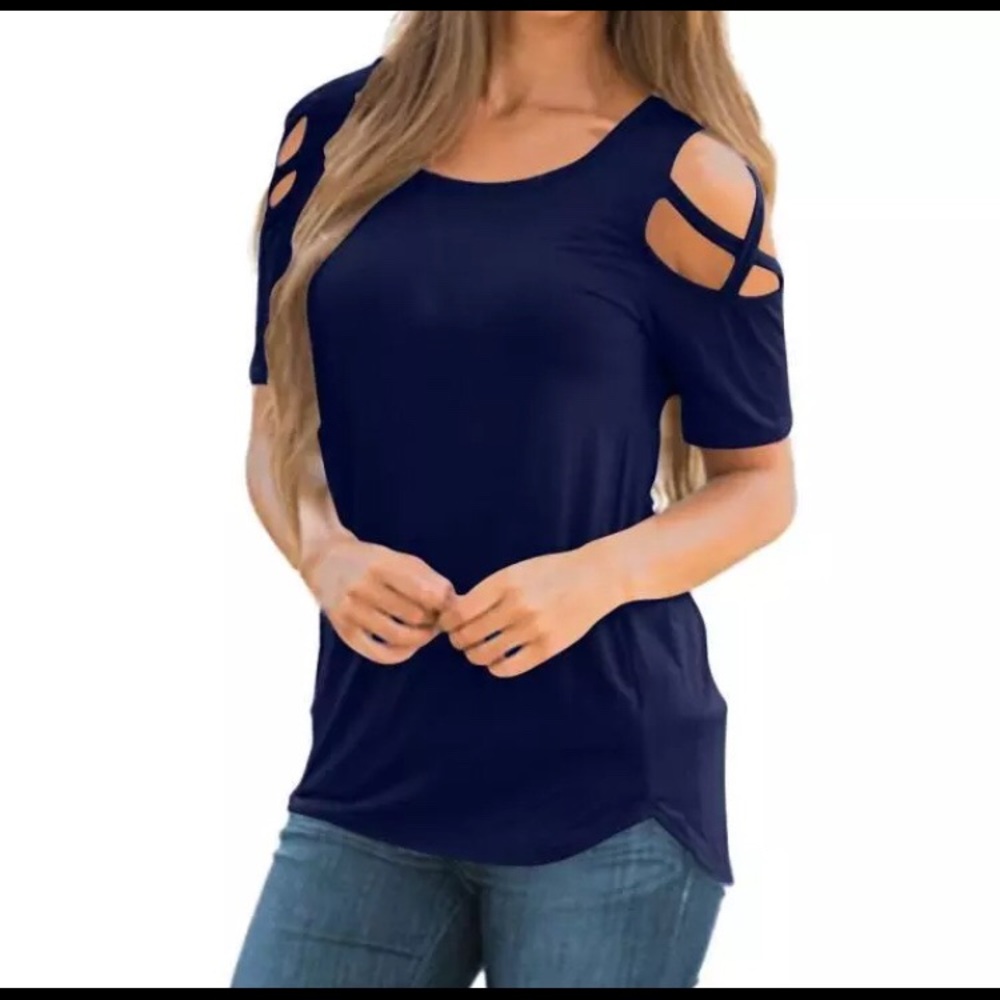 Summer Woman’s Strappy Cold Shoulder Top Blouse